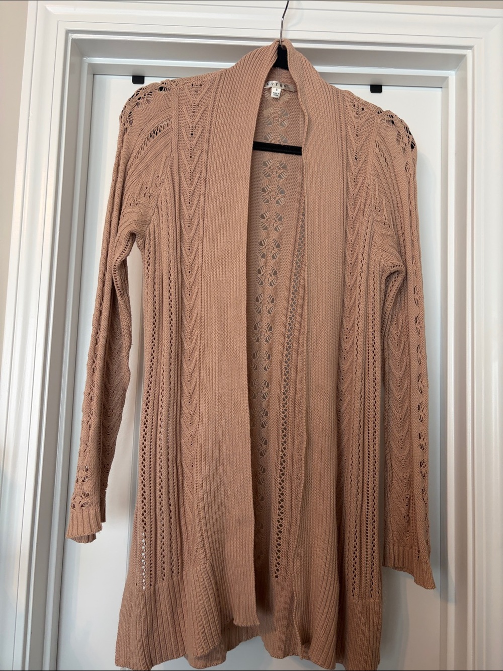 Cyrus Taupe Open-Front Knit Cardigan